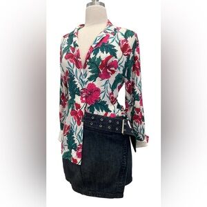 Tommy Bahama 100% silk Floral Button Down Shirt - Pink and Green